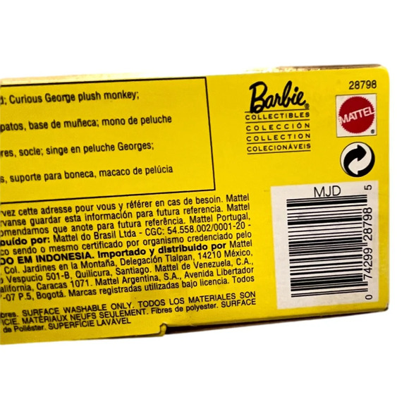 Barbie Fashion Doll Curious George Collectible Keepsake Ed 2000 Vintage NEW - Picture 7 of 7